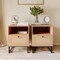 Merrick Lane Burkett Set of 2 Mid-Century Modern Wooden Bed Side Tables/Nightstands with Drawer and Shelf